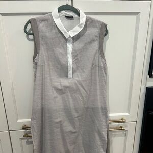 Gray and white collar dress